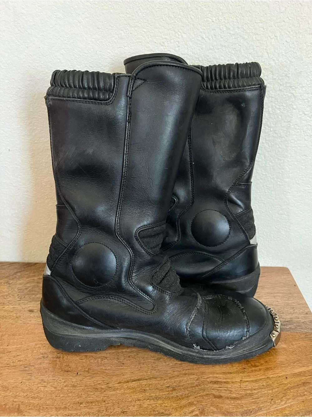 BMW Motorcycle Black Leather Boots Size 45
